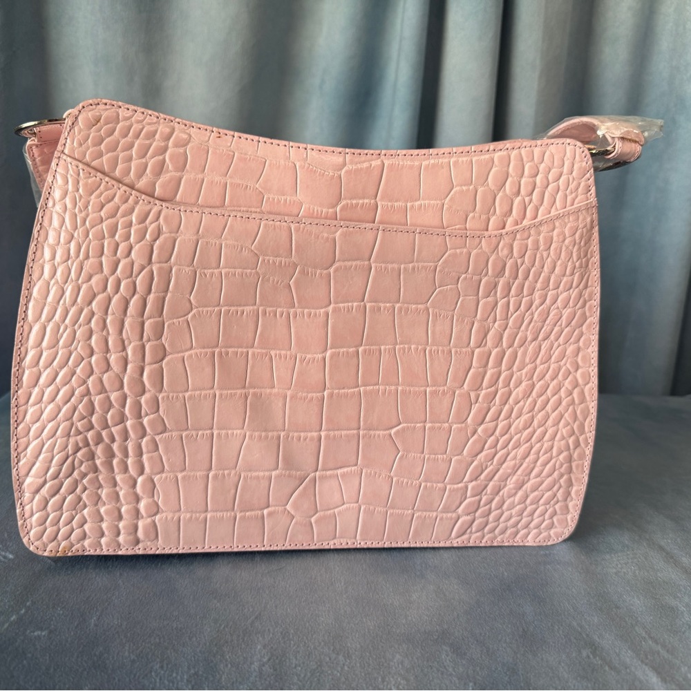 Pink Crocodile-Embossed Women's Bag